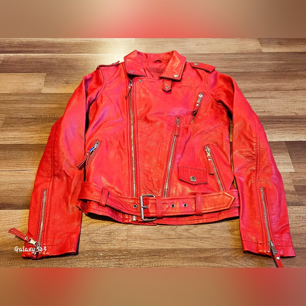 Italian Designer Red Leather